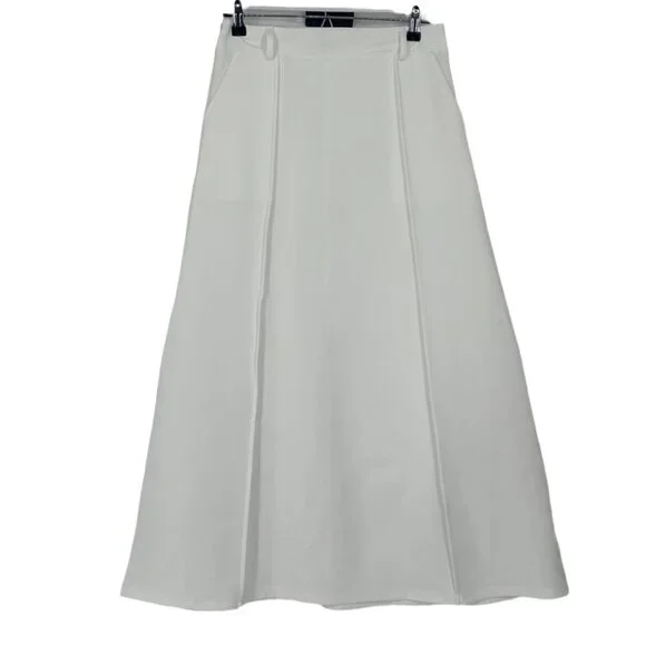NWOT Neoprene A-line Midi Skirt White Size Medium - Picture 4 of 5